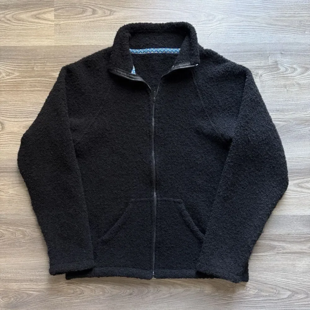Petros Merino Fleece Black Full Zip Wool Sweater Mens Size XL